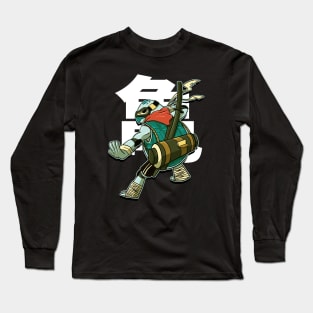 Samurai Turtle Illustration Long Sleeve T-Shirt